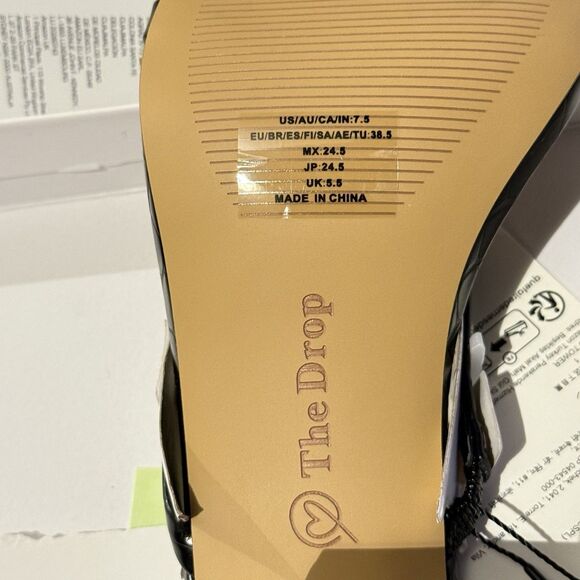 NWT The Drop Women's Avery Square Toe Two Strap High Heeled Sandal Sz 7.5 Black - Picture 11 of 14